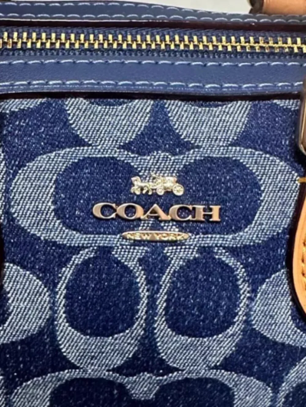 Coach Mini Blue Signature Canvas Handbag Small Crossbody Bag Shoulder Purse